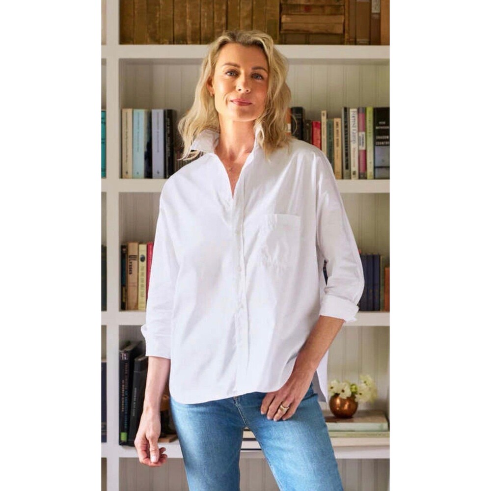 Frank & Eileen Oona Button Down Shirt Superluxe Italian Cotton White XL EUC